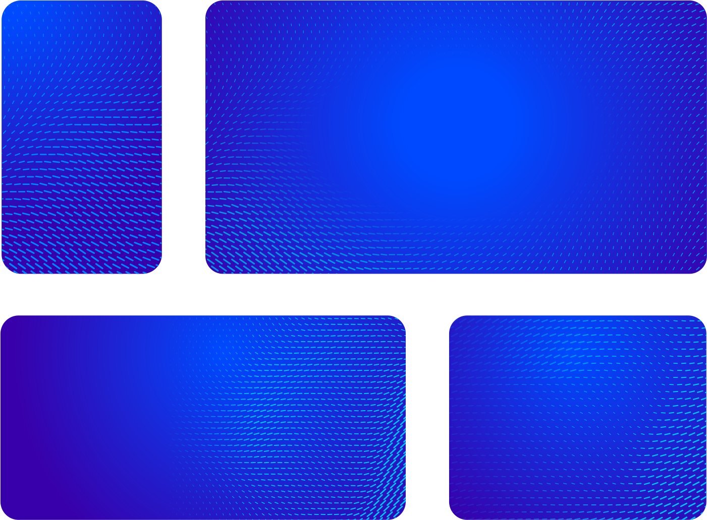 The agency's abstract particle flow, dark versions on the Cobalt Gradient